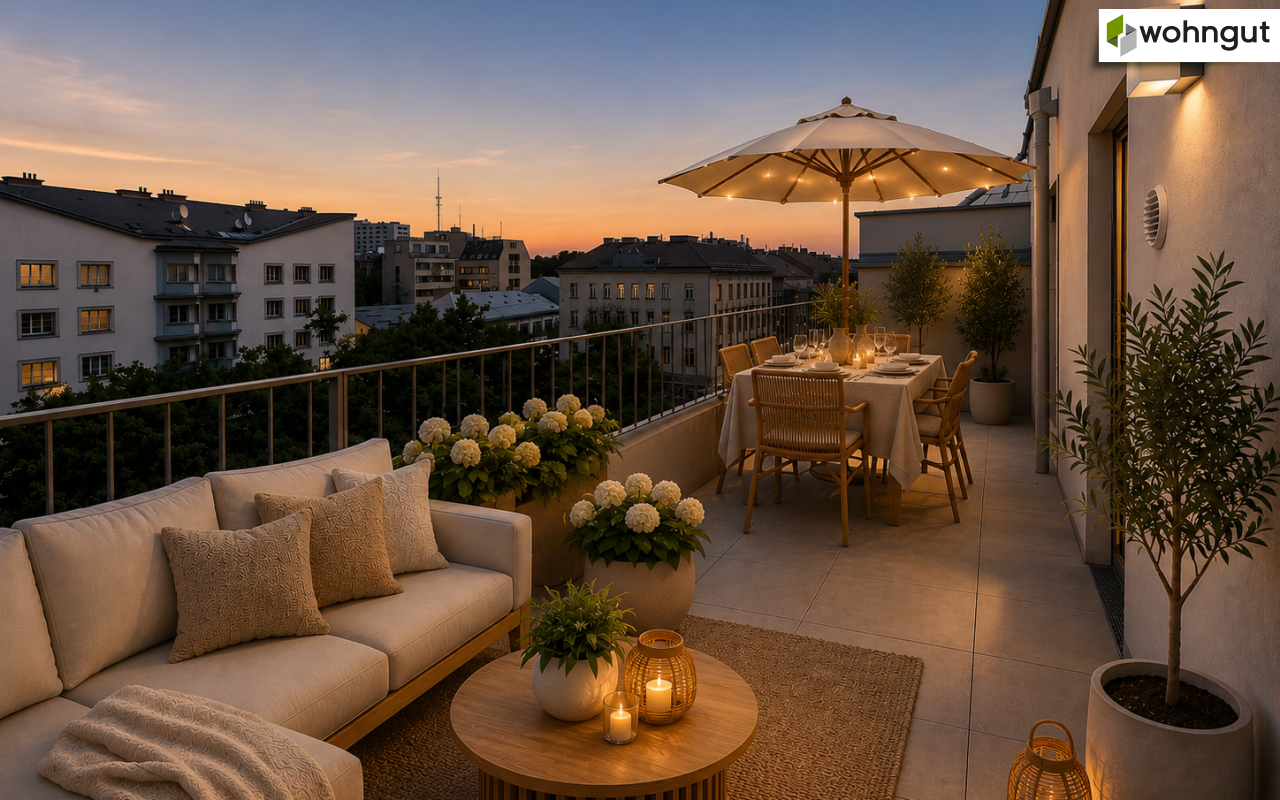 Visualisierung Terrasse bei Nacht_KI generiert